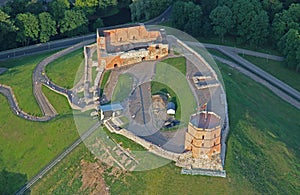 Gediminas Castle in Vilnius aerial view