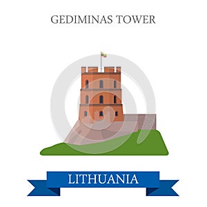 Gediminas Tower in Lithuania flat vector attraction sight