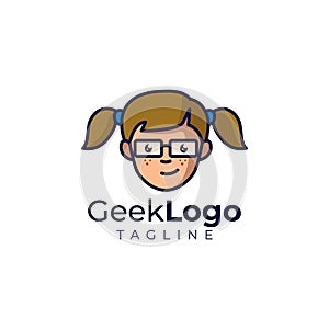 Geek cartoon mascot logo template