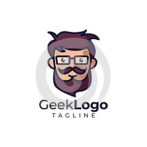 Geek cartoon mascot logo template