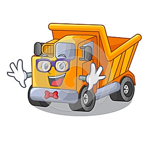 Geek cartoon truck transportation on the road