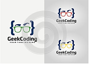 Geek Coding Logo Design Template