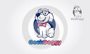 Geek Doggy Vector Logo Template.