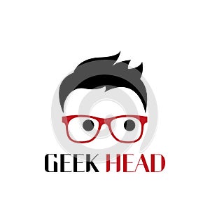 Geek head logo template photo
