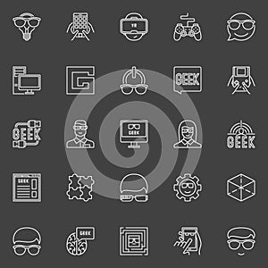 Geek line vector icons