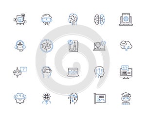 Geek nerds outline icons collection. Geeks, Nerds, Hackers, Gamers, Techies, Programmers, Computer-Enthusiasts vector