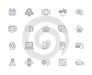 Geek nerds outline icons collection. Geeks, Nerds, Hackers, Gamers, Techies, Programmers, Computer-Enthusiasts vector