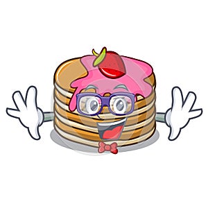 Geek pancake with strawberry character cartoon