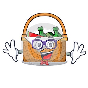 Geek picnic basket character cartoon