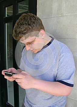 Geek with portable game device