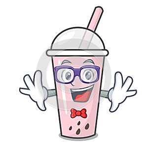 Geek raspberry bubble tea character cartoon