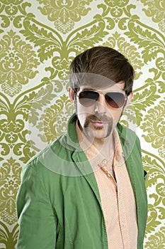 Geek retro salesperson man funny mustache photo