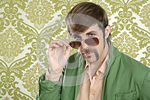 Geek retro salesperson man funny mustache