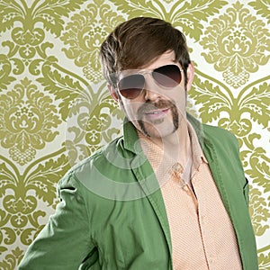 Geek retro salesperson man funny mustache