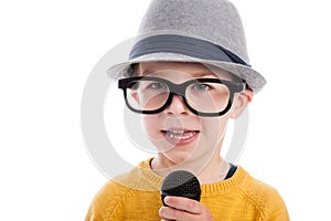 Geeky Boy with Microphone