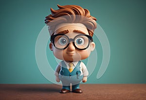 Geeky Cartoon Figure with Tie and Glasses