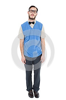 Geeky hipster wearing sweater vest