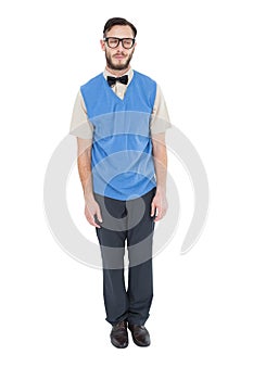 Geeky hipster wearing sweater vest