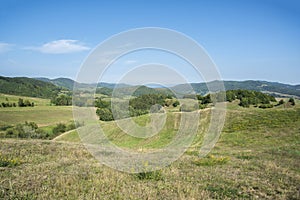 Geen valley with a sky. Landscape in the summer