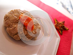 Gefilte Fish with cooked carrots traditional Jewish food for Passover and Rosh Hashanah