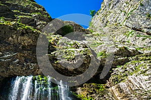 The Gega waterfall. The most famous and largest waterfall in Abkhazia. Georgia photo