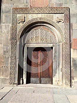 Geghard, Armenia.Portal to S. Astvatsatsin. photo