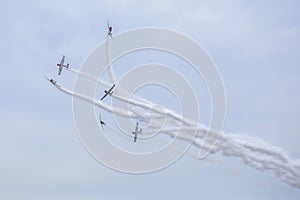 Geico Skytyper US Air Force Combat Planes Performing Aerial Maneuvers At An Air Show