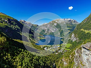 Geiranger fjord, Beautiful Nature Norway. Travel by ferry in Geiranger photo