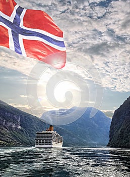 Geiranger fjord with cruise trip in Norway