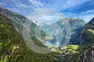 Geiranger fjord, Norway. Mountain sea view