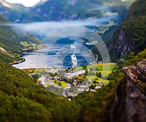 Geiranger fjord, Norway Tilt shift lens.