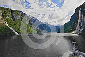 Geiranger Fjord is a UNESCO World Heritage Site in the Sunnmøre region of Møre og Romsdal county, Norway