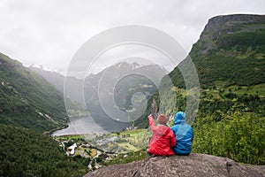 Geiranger and Geirangerfjord fjord, Norway