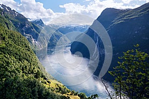 Geirangerfjord fjord and the Seven Sisters waterfall, Norway photo