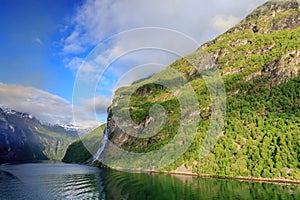 Geirangerfjord with the seven sisters waterfall
