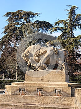 Geiserbrunnen fountain in Zurich, Switzerland