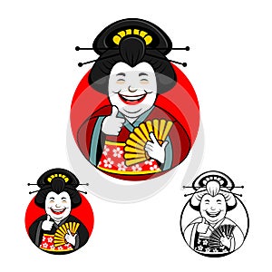 Cute fat geisha is smiling photo