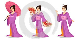 Geisha in different poses.