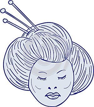 Geisha Girl Head Drawing