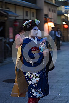 The Geisha in Hanamikoji Street,Kyoto,Japan
