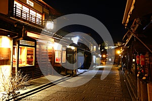 geisha neighbor hood in kyoto photo