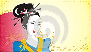 Geisha with umbrella