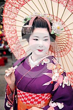 Geisha and Umbrella with Kimono