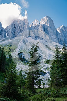 Geisler Alm, Dolomites Italy, hiking in the mountains of Val Di Funes in Italian Dolomites,Nature Park Geisler-Puez with