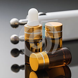 Gel and device for microcurrent stimulation of facial muscles on a gradient background