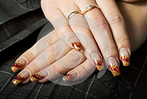 Gel nails with decoration.