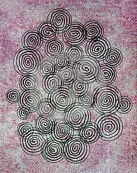 Spirals drawn on textured background photo