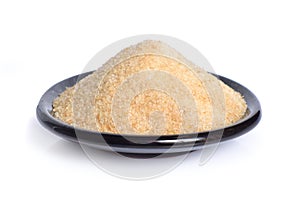 Gelatin on plate.Isolated on white background.