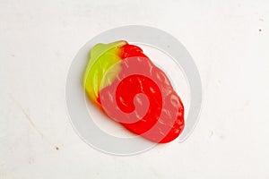 Gelatine candy on a white surface