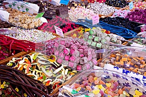 Gelatine sweets on street market. photo